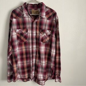 Wrangler men’s Retro Western Shirt Men's XXL Red Long Sleeve Pearl Snaps